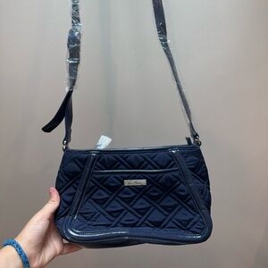 NWT Vera Bradley Trimmed Trapeze Crossbody Bag in Classic Navy